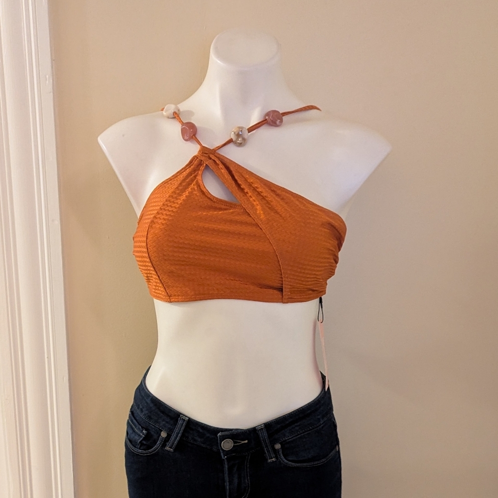 Micas burnt orange bikini top with beads size M